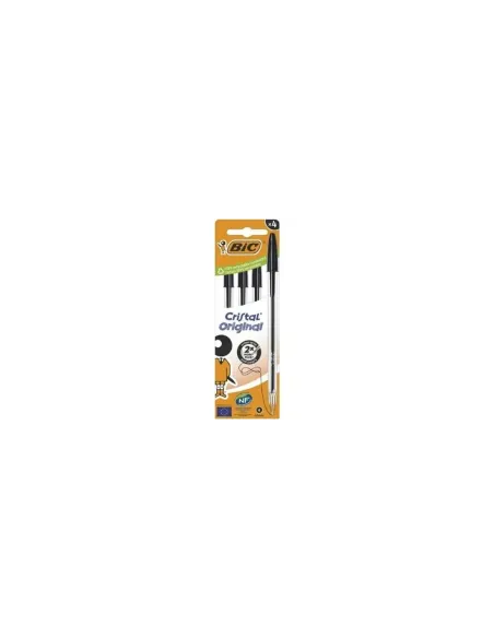 Bolígrafos de Tinta de Aceite Bic Cristal Original 516335/ 4 unidades/ Negros