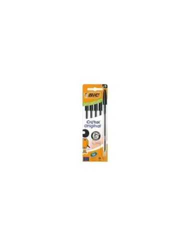 Caja de Bolígrafos de Tinta de Aceite Bic Cristal Original 516345/ 5 unidades/ Negros