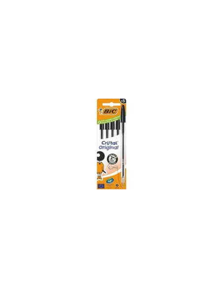 Caja de Bolígrafos de Tinta de Aceite Bic Cristal Original 516345/ 5 unidades/ Negros