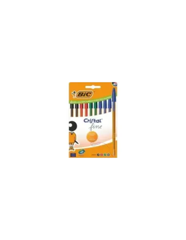 Bolígrafos de Tinta de Aceite Bic Cristal Fine 516356/ 10 unidades/ Colores Surtidos