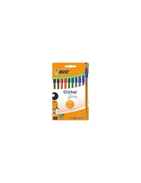 Bolígrafos de Tinta de Aceite Bic Cristal Fine 516356/ 10 unidades/ Colores Surtidos