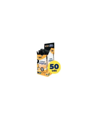 Caja de Bolígrafos de Tinta de Aceite Bic Cristal Original 8373639/ 50 unidades/ Negros