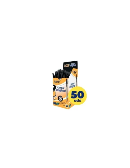 Caja de Bolígrafos de Tinta de Aceite Bic Cristal Original 8373639/ 50 unidades/ Negros