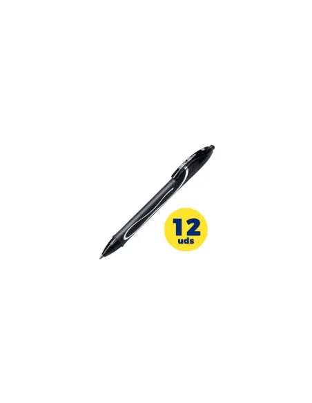 Caja de Bolígrafos de Tinta de Gel Retráctil Bic Gelocity Quick Dry 949873/ 12 unidades/ Negros