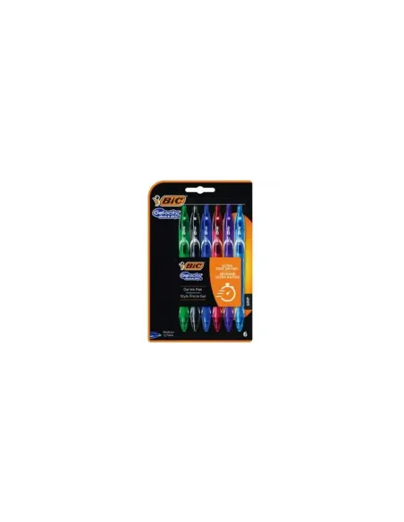 Bolígrafos de Tinta de Gel Retráctil Bic Gelocity Quick Dry 964769/ 6 unidades/ Surtidos
