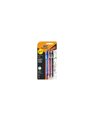 Bolígrafo de Tinta de Gel Retráctil Bic Gelocity Quick Dry 972035/ 3 unidades/ Surtidos