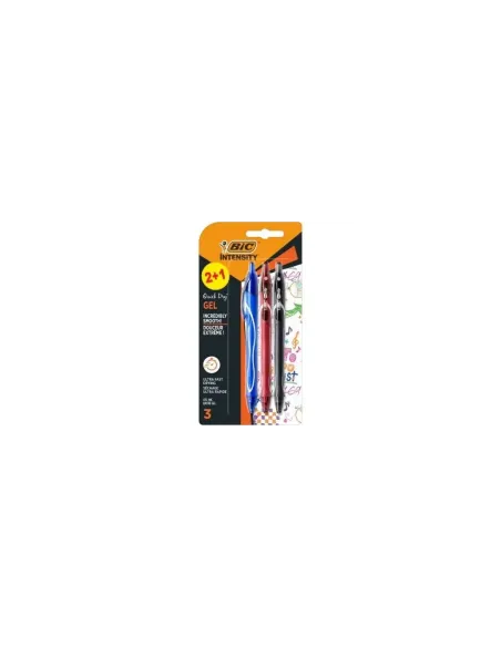 Bolígrafo de Tinta de Gel Retráctil Bic Gelocity Quick Dry 972035/ 3 unidades/ Surtidos