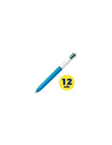 Caja de Bolígrafos de Tinta de Aceite Retráctil Bic Medium Original 889969/ 12 unidades/ 4 Colores de Tinta/ Cuerpo Color Azul