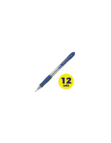 Caja de Bolígrafos de Tinta de Aceite Retráctil Pilot Super Grip M/ 12 unidades/ Azules