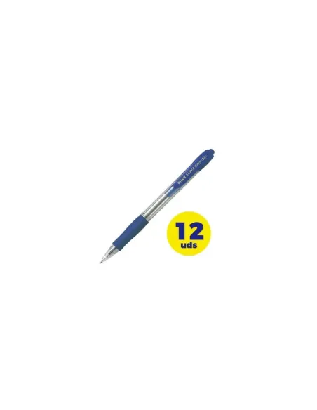 Caja de Bolígrafos de Tinta de Aceite Retráctil Pilot Super Grip M/ 12 unidades/ Azules