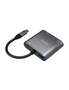 AISENS Conversor USB-C a VGA HDMI 4K USB3.0 USB-C PD, USB-C M-VGA H-HDMI H-USB-A H-USB-C H, Gris, 15CM 2