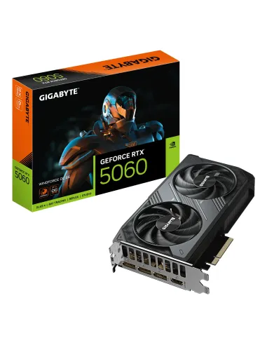 GIGABYTE GeForce RTX 5060 WINDFORCE OC 8G Tarjeta Gráfica - 8GB GDDR7, 128bit, PCI-E 5.0, 2512 MHz Frecuencia del núcleo, 3 x