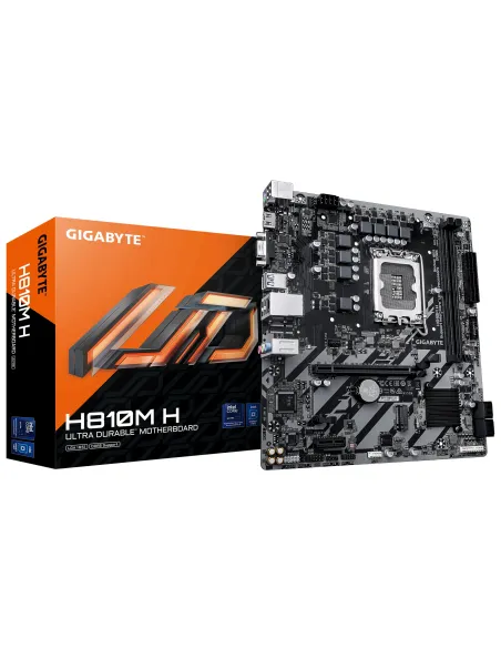 GIGABYTE H810M H Placa base - Procesadores Intel Core Ultra (Serie 2), VRM de 4+1+2 fases, hasta 6400 MHz DDR5, 1xPCIe 4.0 M.2,