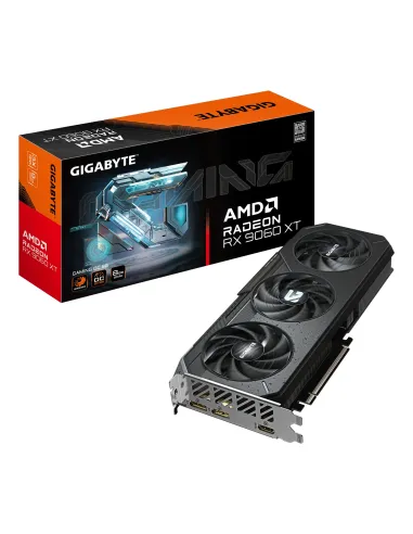 GIGABYTE Radeon RX 9060 XT GAMING OC 8G Tarjeta Gráfica - 8GB GDDR6, 128bit, PCI-E 5.0, 3320 MHz Frecuencia del núcleo, 2 x
