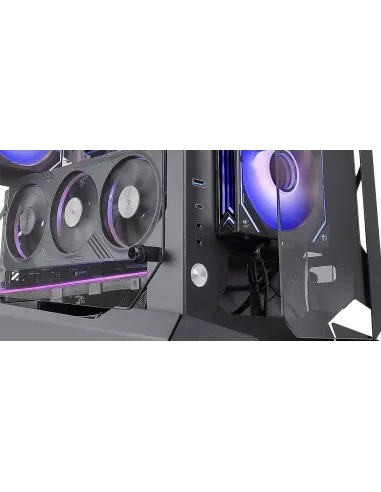 Mars Gaming MC-EDGE, Caja Gaming ATX, Diseño Open Air, Triple Panel Cristal Templado, Semitorre PC Soporte Refrigeración