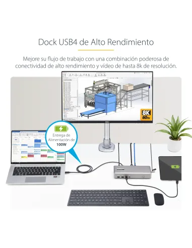 StarTech.com Docking Station USB4 - USB-C de 40Gbps - Vídeo Doble HDMI - Hasta 1x 8K 60Hz 4 4 4 (RGB) o 2x 4K 120Hz 4 2 2 - con