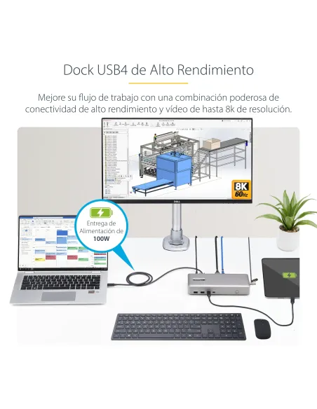 StarTech.com Docking Station USB4 - USB-C de 40Gbps - Vídeo Doble HDMI - Hasta 1x 8K 60Hz 4 4 4 (RGB) o 2x 4K 120Hz 4 2 2 - con