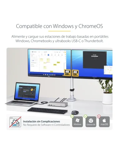 StarTech.com Docking Station USB4 - USB-C de 40Gbps - Vídeo Doble HDMI - Hasta 1x 8K 60Hz 4 4 4 (RGB) o 2x 4K 120Hz 4 2 2 - con