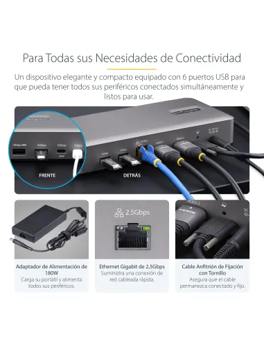 StarTech.com Docking Station USB4 - USB-C de 40Gbps - Vídeo Doble HDMI - Hasta 1x 8K 60Hz 4 4 4 (RGB) o 2x 4K 120Hz 4 2 2 - con