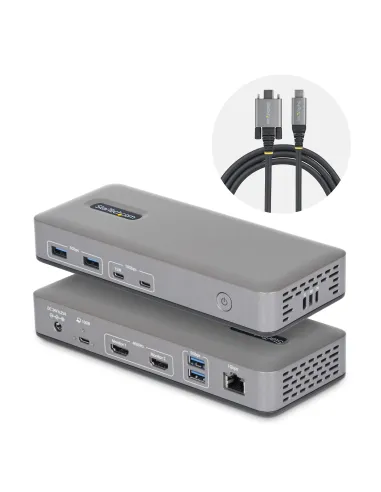 StarTech.com Docking Station USB-C de 2 Monitores HDMI - 4K 60Hz - Red Ethernet de 1Gbps - Dock Multipantalla - PD de 100W para