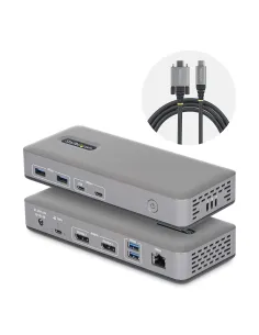 StarTech.com Docking Station USB-C de 2 Monitores DisplayPort - 4K 60Hz - Red Ethernet de 1Gbps - Dock Multipantalla - PD de