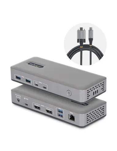 StarTech.com Docking Station USB-C de 2 Monitores DisplayPort - 4K 60Hz - Red Ethernet de 1Gbps - Dock Multipantalla - PD de