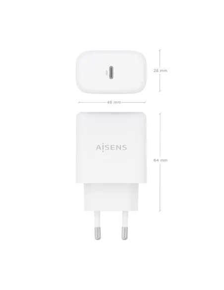 AISENS Cargador GaN 45W, 1xUSB-C PD3.0, Blanco