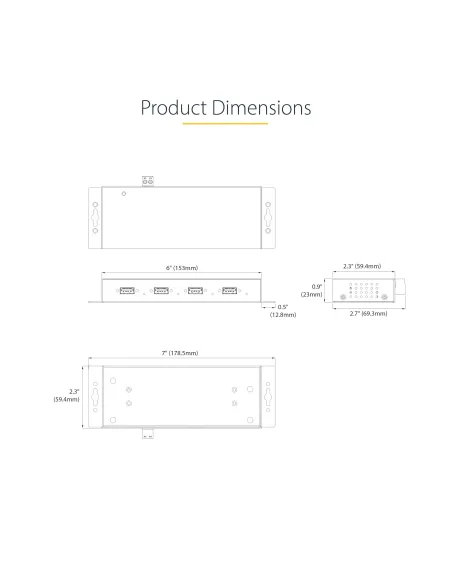 StarTech.com Hub Industrial USB 3.0 de 5Gbps de 4 Puertos - Concentrador USB con Protección de Picos y Descargas ESD - Ladrón