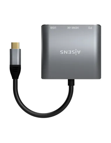 AISENS Conversor USB-C a HDMI USB-C Tipo A USB 3.0, 3 en 1, Gris, 15cm