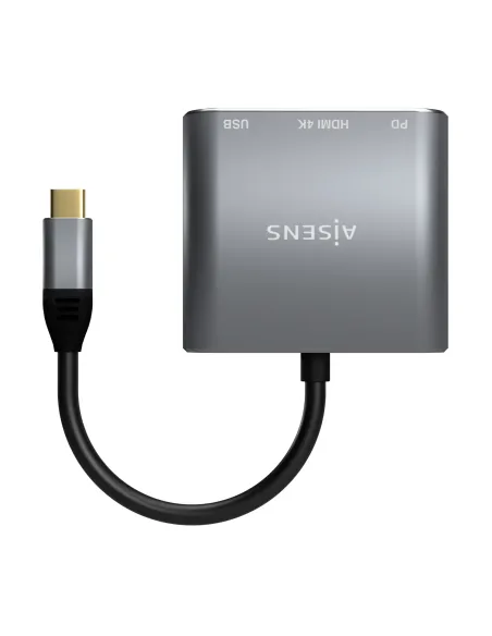 AISENS Conversor USB-C a HDMI USB-C Tipo A USB 3.0, 3 en 1, Gris, 15cm