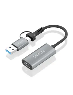 AISENS Conversor Aluminio USB-A+USB-C A HDMI 1080P@60Hz, USB-A M+USB-C M-HDMI H, Gris, 15cm 2