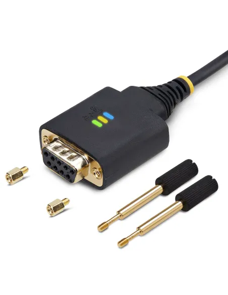 StarTech.com Cable Adaptador USB a Serie de Módem Nulo de 1m - Retención COM - Tornillos Intercambiables DB9 - USB a RS232 -