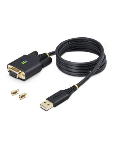 StarTech.com Cable Adaptador USB a Serie de Módem Nulo de 1m - Retención COM - Tornillos Intercambiables DB9 - USB a RS232 -