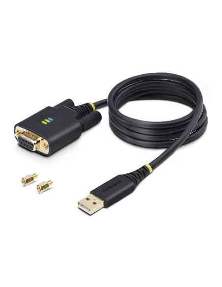 StarTech.com Cable Adaptador USB a Serie de Módem Nulo de 1m - Retención COM - Tornillos Intercambiables DB9 - USB a RS232 -