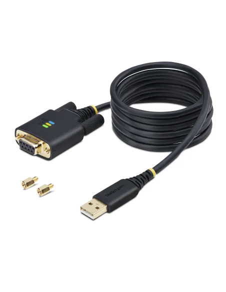 StarTech.com Cable Adaptador USB a Serie de Módem Nulo de 2m - FTDI RS232 - Tornillos DB9 Intercambiables - USB-A a DB9 RS232 -