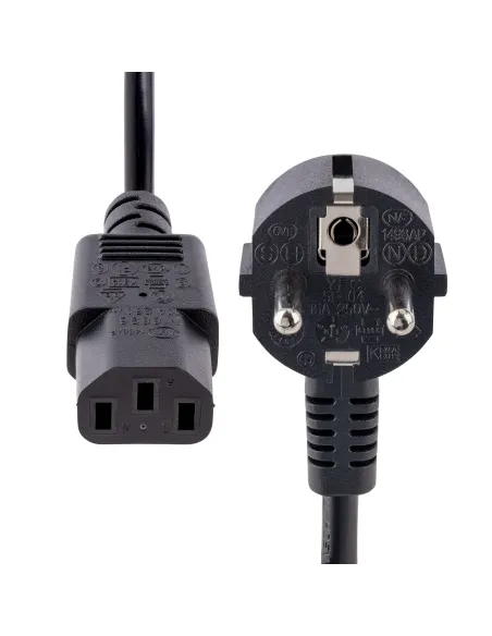 StarTech.com Cable de 3m (10 pies) de Alimentación para Ordenador, 18AWG, UE Schuko a C13, 250V 10A, Cable de Corriente, Cable