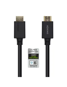 AISENS Cable HDMI V2.1 Ultra Alta Velocidad   HEC Certificado 8k@60Hz 48Gbps, A M-A M, Negro, 2.0m 2