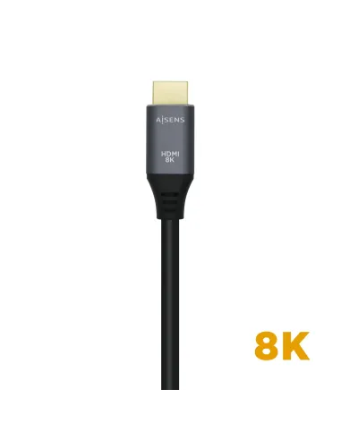 AISENS Cable HDMI V2.1 Ultra Alta Velocidad   HEC 8k@60Hz 48Gbps, A M-A M, Gris Negro, 2.0m