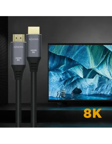 AISENS Cable HDMI V2.1 Ultra Alta Velocidad   HEC 8k@60Hz 48Gbps, A M-A M, Gris Negro, 2.0m