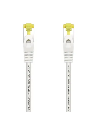 AISENS Cable De Red Latiguillo RJ45 LSZH Cat.7 600 MHz S FTP PIMF AWG26, Blanco, 1.0 m