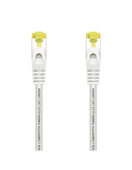 AISENS Cable De Red Latiguillo RJ45 LSZH Cat.7 600 MHz S FTP PIMF AWG26, Blanco, 1.0 m
