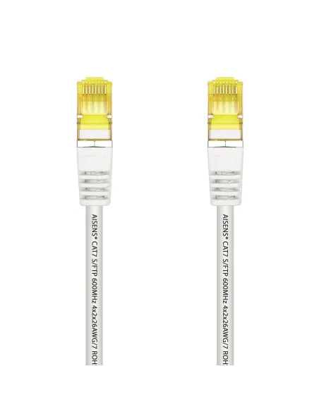 AISENS Cable De Red Latiguillo RJ45 LSZH Cat.7 600 MHz S FTP PIMF AWG26, Blanco, 1.0 m