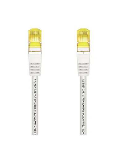 AISENS Cable De Red Latiguillo RJ45 LSZH Cat.7 600 MHz S FTP PIMF AWG26, Blanco, 25 cm