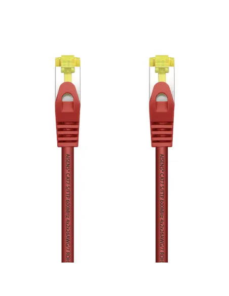 AISENS Cable De Red Latiguillo RJ45 LSZH Cat.7 600 MHz S FTP PIMF AWG26, Rojo, 0.5 m