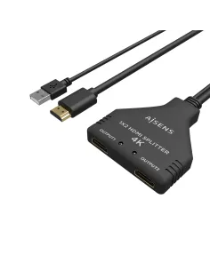 AISENS HDMI Duplicador 4K@30HZ 1×2 con Alimentación USB y Cable, Negro, 30 cm 2