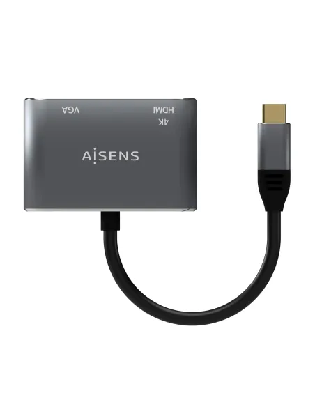 AISENS Conversor USB-C a VGA HDMI 4K, USB-C M-VGA H-HDMI H, Gris, 15CM