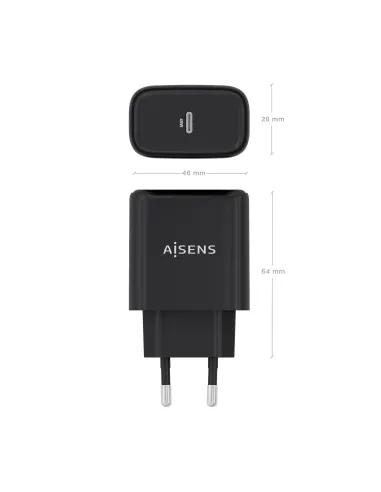 AISENS Cargador GaN 45W, 1xUSB-C PD3.0, Negro