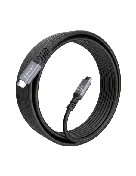 AISENS Cable USB 3.2 Gen1 Aluminio 5Gbps 4K@60Hz 3A 60W E-Mark, Tipo USB-C M-USB-C M, Negro, 7.0M