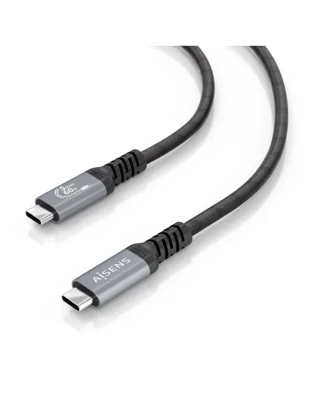 AISENS Cable USB 3.2 Gen1 Aluminio 5Gbps 4K@60Hz 3A 60W E-Mark, Tipo USB-C M-USB-C M, Negro, 7.0M