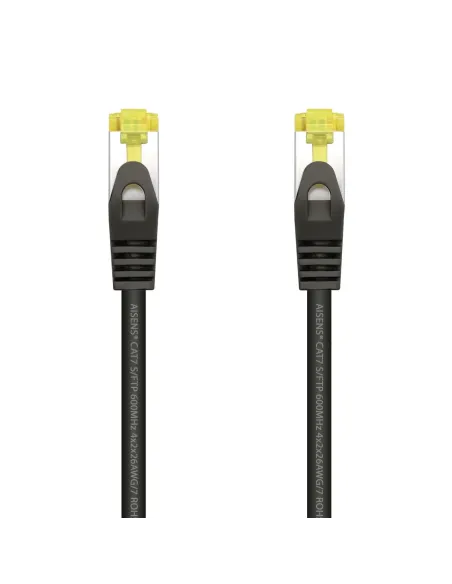 AISENS Cable De Red Latiguillo RJ45 LSZH Cat.7 600 MHz S FTP PIMF AWG26, Negro, 0.5 m